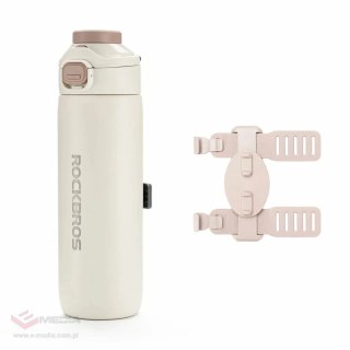 Bidon termiczny Rockbros S550H-1 700 ml z magnetycznym uchwytem i paskiem montażowym - beżowy