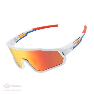 Okulary rowerowe Rockbros SP383 Shining Warrior - matowa biała ramka, polaryzowane czerwone soczewki