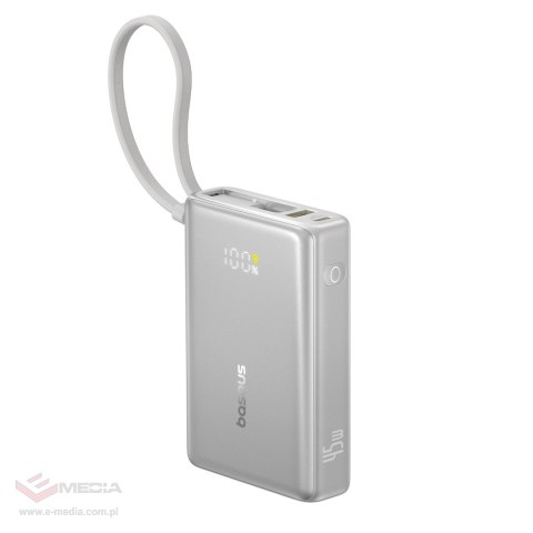 Powerbank Baseus PicoGo 10000mAh 45W z wyświetlaczem cyfrowym z wbudowanym kablem USB-C - tytanowy