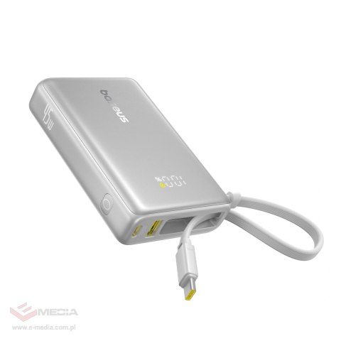 Powerbank Baseus PicoGo 10000mAh 45W z wyświetlaczem cyfrowym z wbudowanym kablem USB-C - tytanowy
