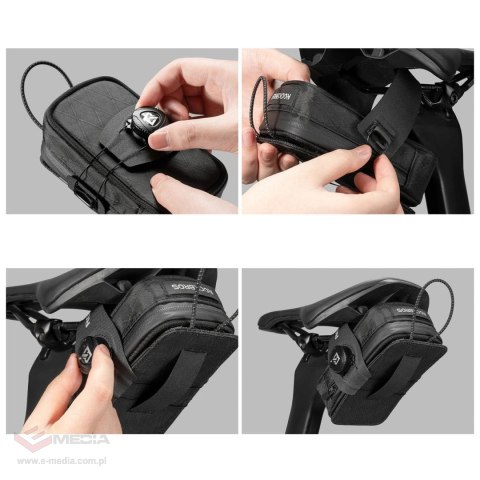 Torba rowerowa Rockbros P010 podsiodłowa 0,2 l z uchwytem na bidon 0,6 l - czarna
