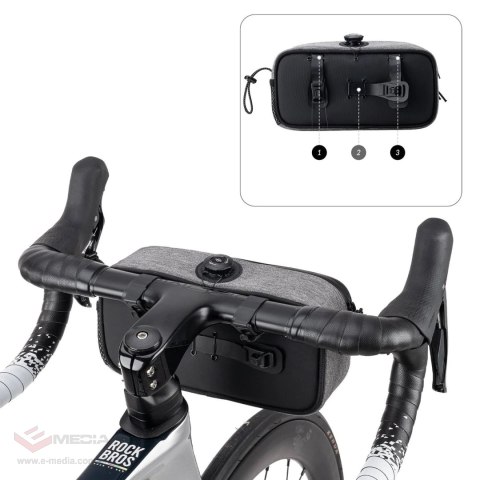Torba rowerowa Rockbros TL001 ROAD TO SKY 1,9 l na kierownicę wodoodporna - szara