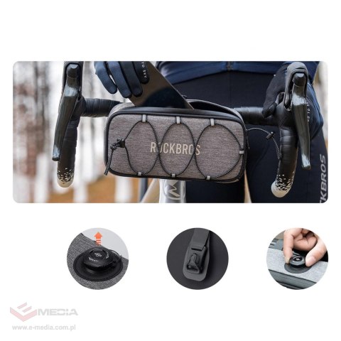 Torba rowerowa Rockbros TL001 ROAD TO SKY 1,9 l na kierownicę wodoodporna - szara