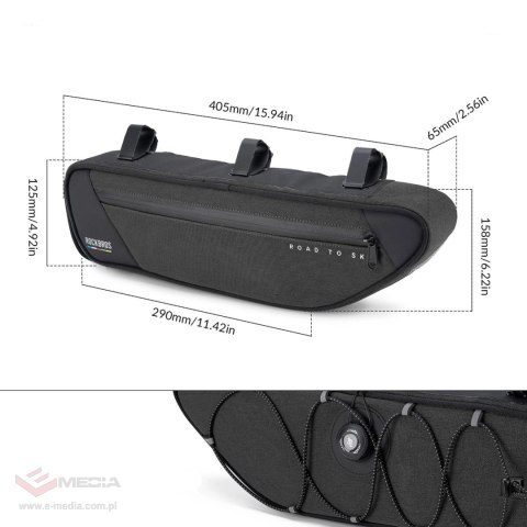 Torba rowerowa Rockbros TL003 ROAD TO SKY 2 l pod ramę wodoodporna - czarna