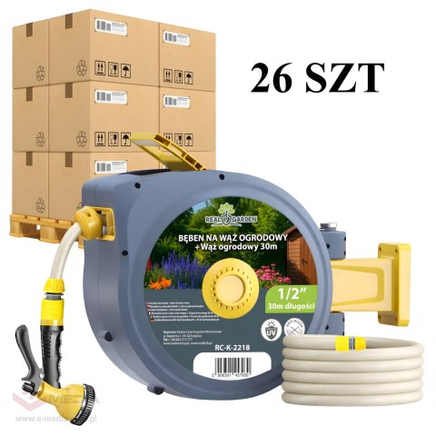 26x Automatyczny Zwijacz Bęben na Wąż Ogrodowy Naścienny Zwijak 1/2" 30m Zestaw