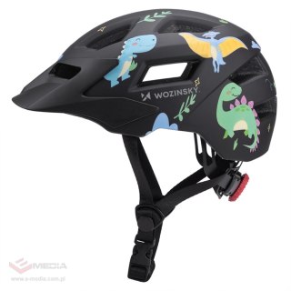 Kask rowerowy dziecięcy MTB Wozinsky z odpinanym daszkiem 48-52 cm - czarny