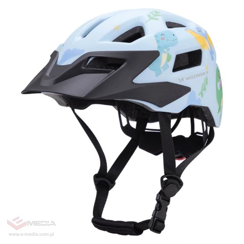 Kask rowerowy dziecięcy MTB Wozinsky z odpinanym daszkiem 52-56 cm - jasnoniebieski