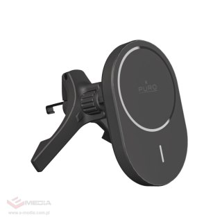 Uchwyt samochodowy Puro z ładowarką Qi2, kompatybilny z MagSafe - czarny