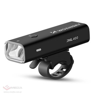 Zestaw lampek rowerowych Wozinsky WSBLB2 przednia (400 lm) USB-C i tylna USB micro - czarny