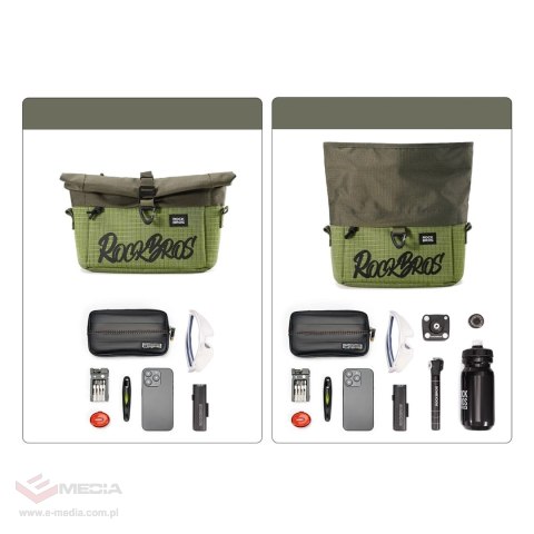 Torba rowerowa Rockbros W020-1 na kierownicę składana - zielona