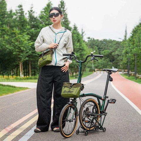 Torba rowerowa Rockbros W020-1 na kierownicę składana - zielona