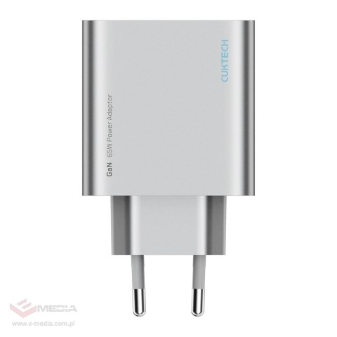 Ładowarka sieciowa Cuktech 65W GaN 2xUSB-C 1xUSB-A - szara