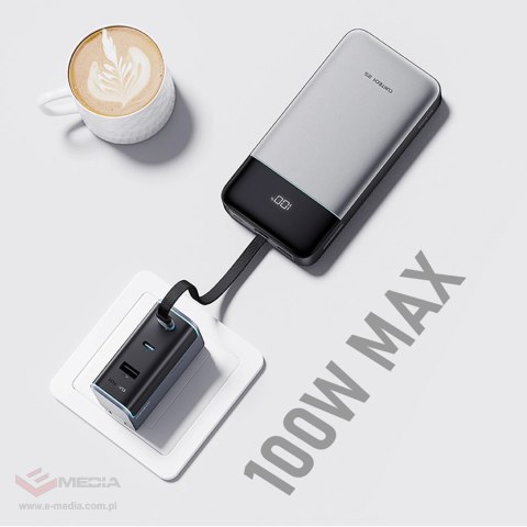 Powerbank Cuktech LPB252N 120 W 25000 mAh z wbudowanym kablem USB-C - szary
