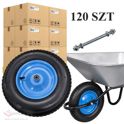 120x Koło do Taczki Taczek 2PR 4.00-8 z Dętką i Ośką Kompletne Gumowe Mocne