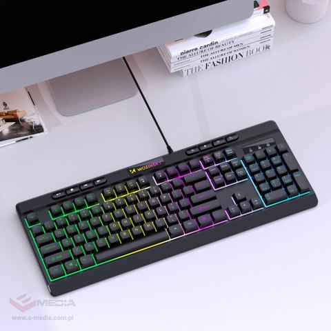 Klawiatura przewodowa Wozinsky WKG-1044 gamingowa membranowa z podświetleniem RGB - czarna