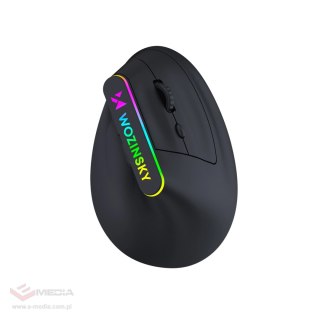 Mysz bezprzewodowa Wozinsky WMG-1164 gamingowa pionowa ergonomiczna 3600 DPI z podświetleniem RGB - czarna