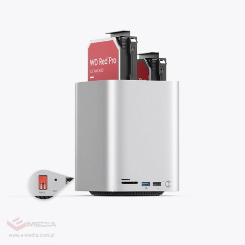 Stacja dokująca Orico MiniTower z kieszeniami na dyski twarde do 56TB - srebrna