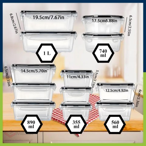 144 x zestaw 12szt. LUNCHBOX ŚNIADANIÓWKA PUDEŁKA NA ŻYWNOŚĆ PLASTIKOWE POJEMNIKI ZESTAW