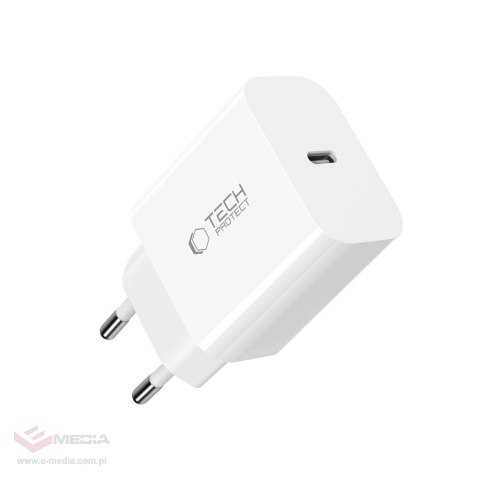 Ładowarka sieciowa Tech-Protect NC20W PD20W USB-C z kablem USB-C - biała