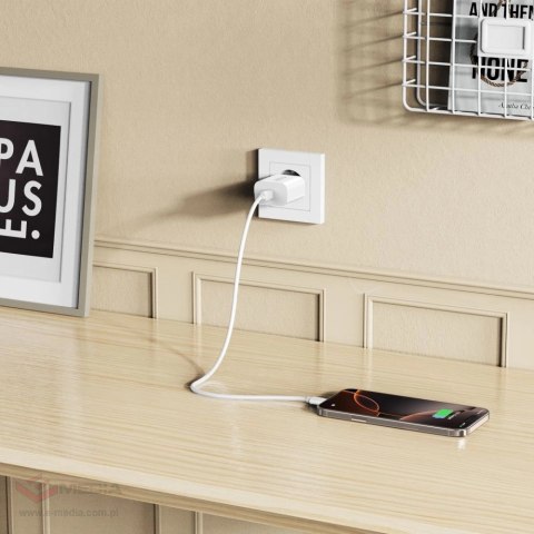 Ładowarka sieciowa Tech-Protect NC20W PD20W USB-C z kablem USB-C - biała