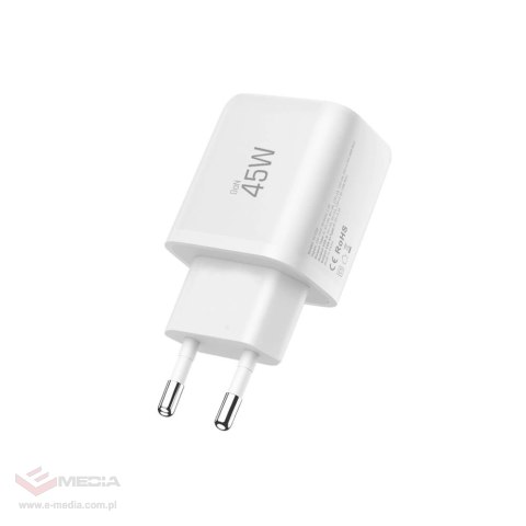 Ładowarka sieciowa Tech-Protect NCA45W-GAN 2-Porty USB-C / USB-A 45W - biała