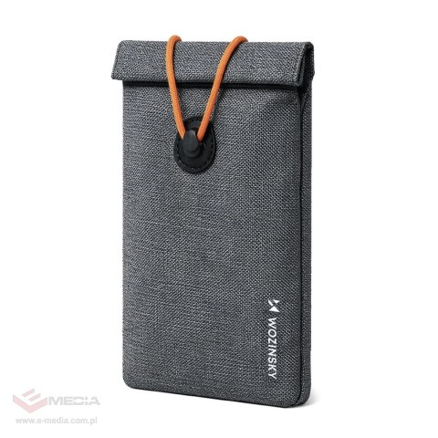 Etui blokujące sygnał RFID Wozinsky WPB-R12 na telefon z klapką i sznurkiem 21.5x12 cm - szare