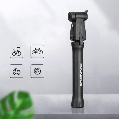 Mini pompka rowerowa ROCKBROS TM-1701P 80 PSI do wentyli Presta i Schrader - czarna