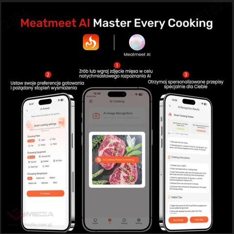 Termometr kuchenny Meatmeet X Pro z aplikacją Bluetooth/WiFi do grilla piekarnika wędzarni - czarny
