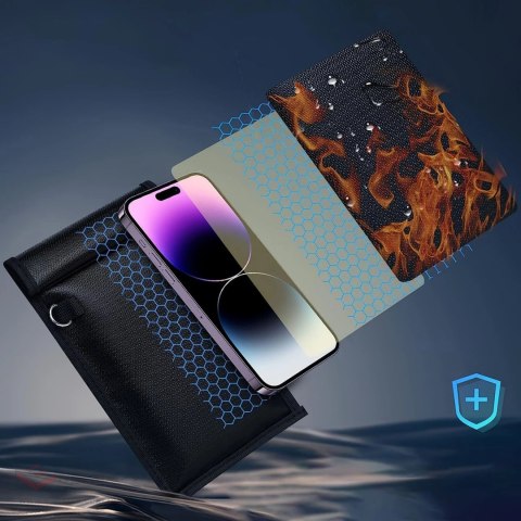 Ognioodporne etui RFID OTN-27 na telefon z blokadą sygnału 27x12.3 cm - czarne