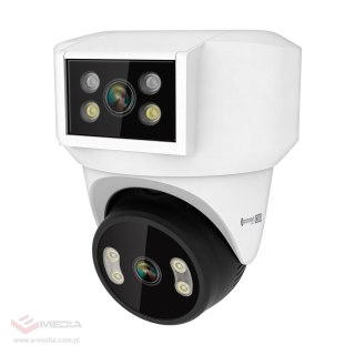 Kamera WiFi zewnętrzna Kruger&Matz Connect C180 2x Obiektyw PTZ 360° 2K Tuya Smart Life Kolor Nocą Audio AI