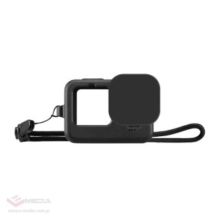 Etui Puluz silikonowe do GoPro HERO12 HERO11 HERO10 HERO9 Black z osłoną obiektywu i paskiem (czarne)