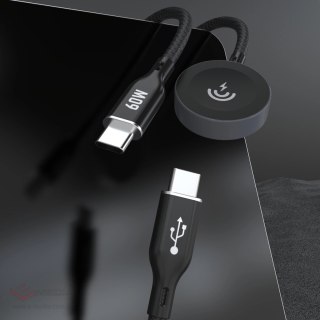 Ładowarka 2 w 1 Dudao A12MaxC PD60W do Apple Watch / USB-C 1,2m - czarna