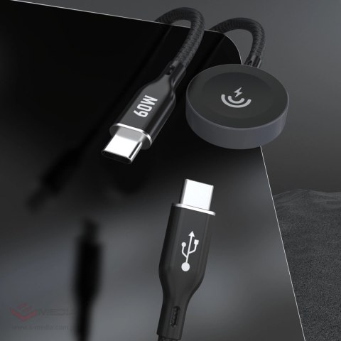 Ładowarka 2 w 1 Dudao A12MaxC PD60W do Apple Watch / USB-C 1,2m - czarna