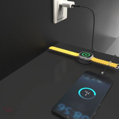 Ładowarka 2 w 1 Dudao A12MaxC PD60W do Apple Watch / USB-C 1,2m - czarna