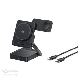 Ładowarka bezprzewodowa Baseus PicoGo AF21 3w1 Qi2.2 35W z kablem USB-C 1m - czarna