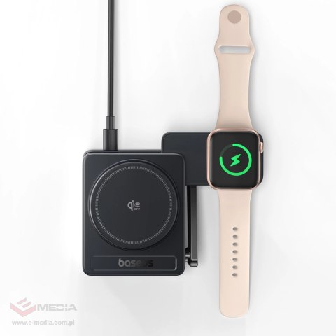 Ładowarka bezprzewodowa Baseus PicoGo AF21 3w1 Qi2.2 35W z kablem USB-C 1m - czarna