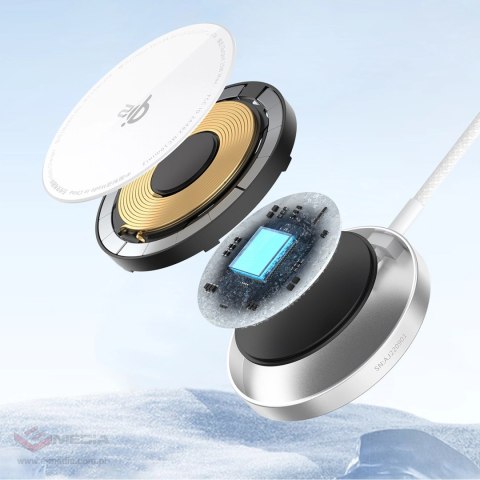 Ładowarka bezprzewodowa Baseus Simple Mini4 Air Qi2 15 W magnetyczna - srebrna