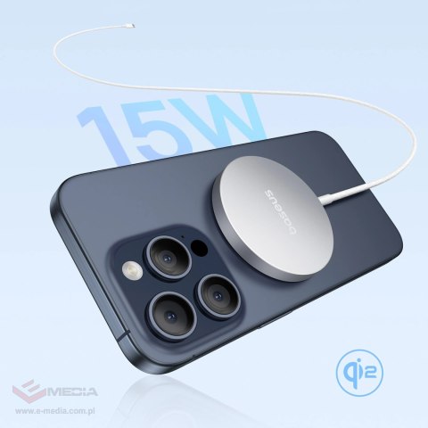 Ładowarka bezprzewodowa Baseus Simple Mini4 Air Qi2 15 W magnetyczna - srebrna