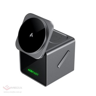 Ładowarka indukcyjna Acefast E34 22,5W 3w1 z wbudowanym kablem na smartfon słuchawki smartwatch - szara