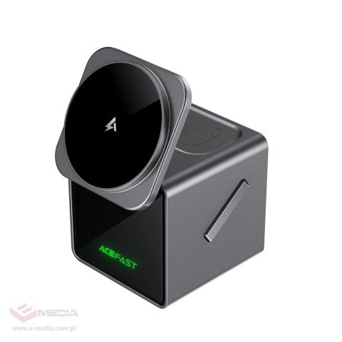 Ładowarka indukcyjna Acefast E34 22,5W 3w1 z wbudowanym kablem na smartfon słuchawki smartwatch - szara