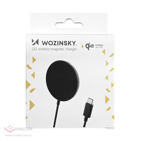 Ładowarka indukcyjna magnetyczna Wozinsky 15W bezprzewodowa Qi2 - czarna