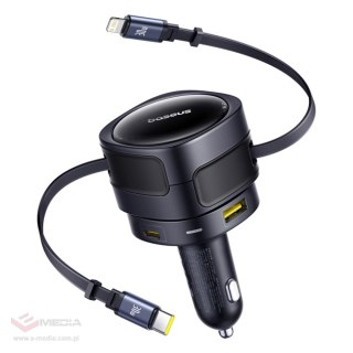 Ładowarka samochodowa Baseus Enjoyment Max 90W 2x USB-C + kabel USB-C i Lightning - czarna