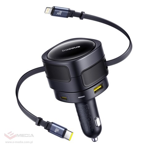 Ładowarka samochodowa Baseus Enjoyment Max 90W 2x USB-C + kabel USB-C i Lightning - czarna