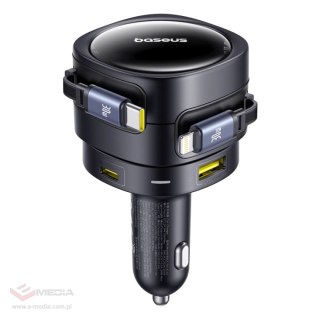 Ładowarka samochodowa Baseus Enjoyment Max 90W 2x USB-C + kabel USB-C i Lightning - czarna