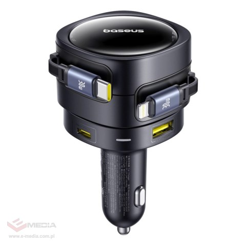 Ładowarka samochodowa Baseus Enjoyment Max 90W 2x USB-C + kabel USB-C i Lightning - czarna