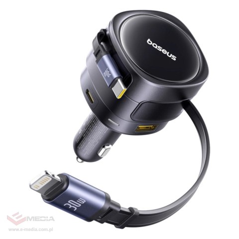 Ładowarka samochodowa Baseus Enjoyment Max 90W 2x USB-C + kabel USB-C i Lightning - czarna