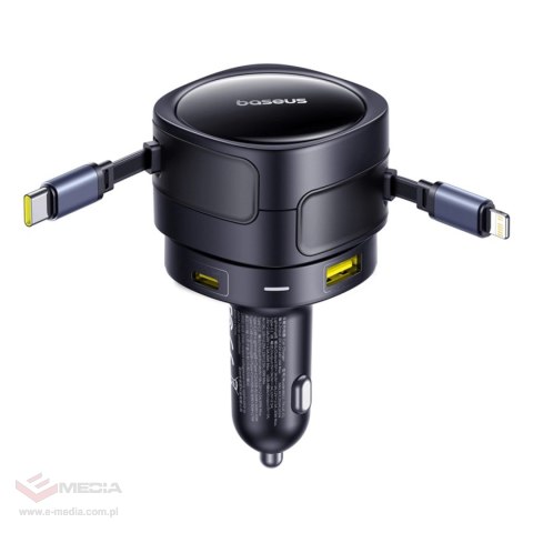 Ładowarka samochodowa Baseus Enjoyment Max 90W 2x USB-C + kabel USB-C i Lightning - czarna