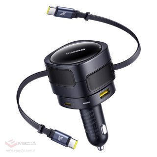 Ładowarka samochodowa Baseus Enjoyment Max 90W 2 x kabel USB-C + USB-A + USB-C - czarna