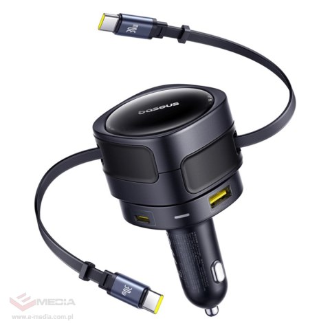 Ładowarka samochodowa Baseus Enjoyment Max 90W 2 x kabel USB-C + USB-A + USB-C - czarna