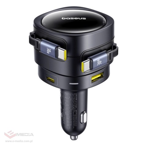 Ładowarka samochodowa Baseus Enjoyment Max 90W 2 x kabel USB-C + USB-A + USB-C - czarna